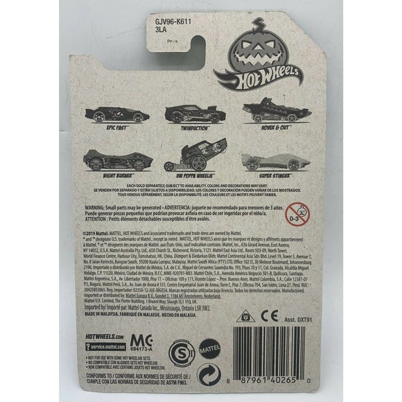 NEW Hot Wheels Halloween HOVER & OUT #3/6 Black & Orange GJV96-K611 2019 ON CARD - Picture 3 of 12